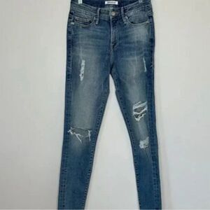Good American Women's Good Legs Distressed Slim Straight Jeans Size 00/24